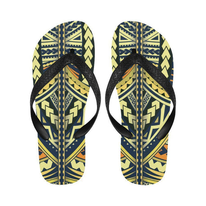 Polynesian Tattoo Print Flip Flops-JTAMIGO.COM