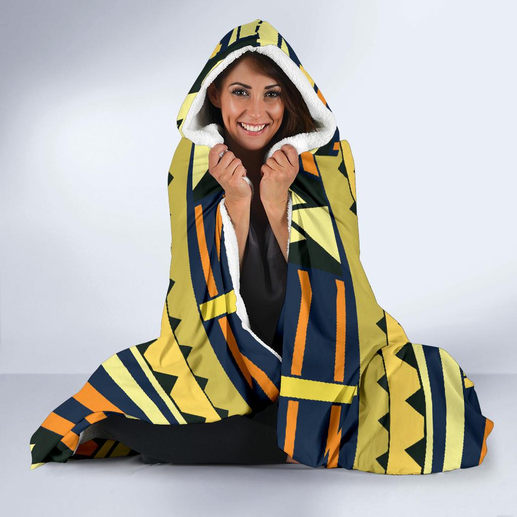 Polynesian Tattoo Print Hooded Blanket-JTAMIGO.COM
