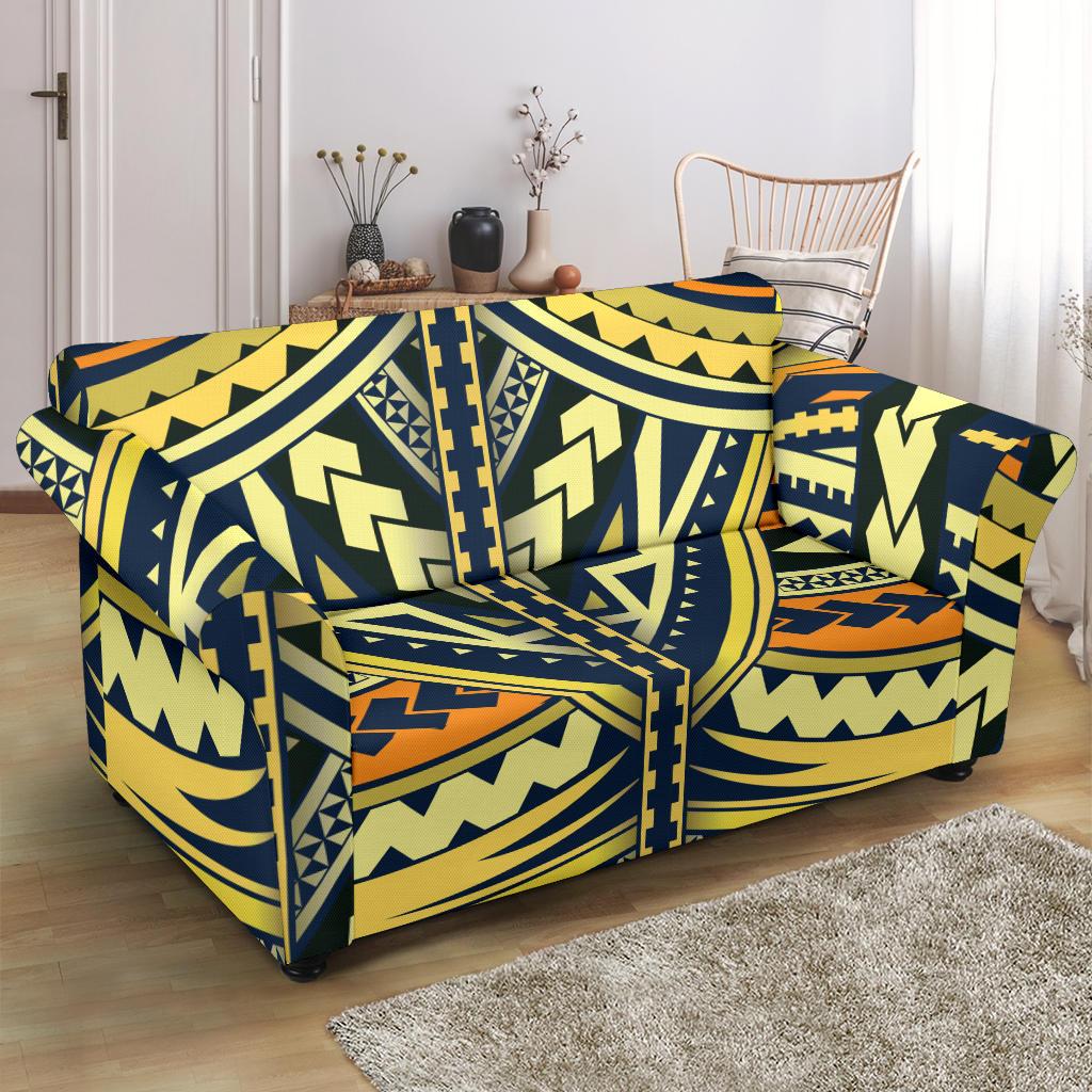 Polynesian Tattoo Print Loveseat Slipcover-JTAMIGO.COM