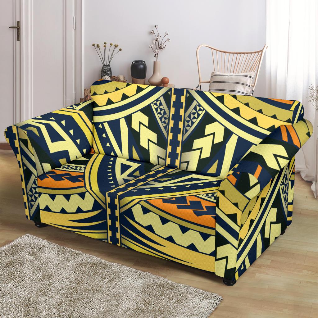 Polynesian Tattoo Print Loveseat Slipcover-JTAMIGO.COM