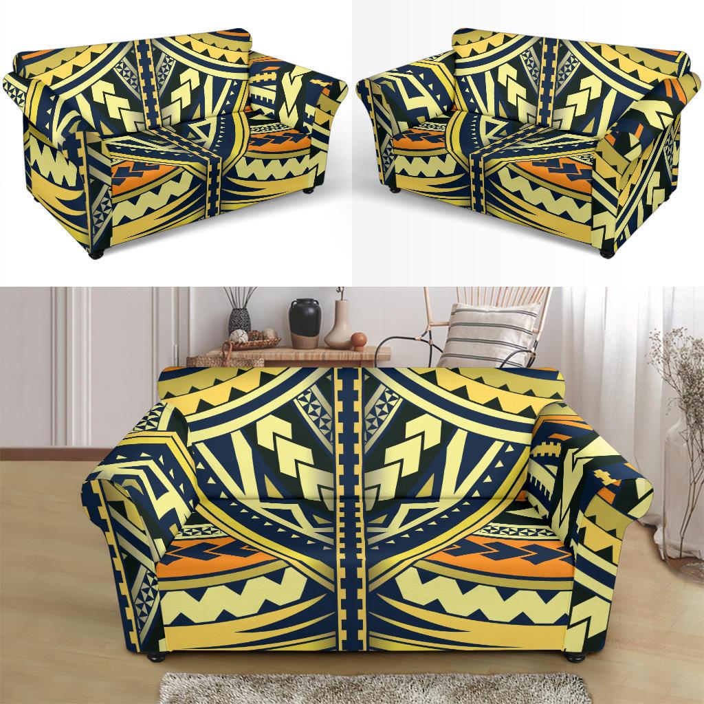 Polynesian Tattoo Print Loveseat Slipcover-JTAMIGO.COM