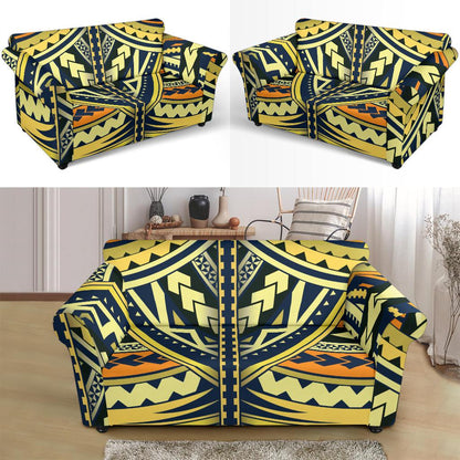 Polynesian Tattoo Print Loveseat Slipcover-JTAMIGO.COM