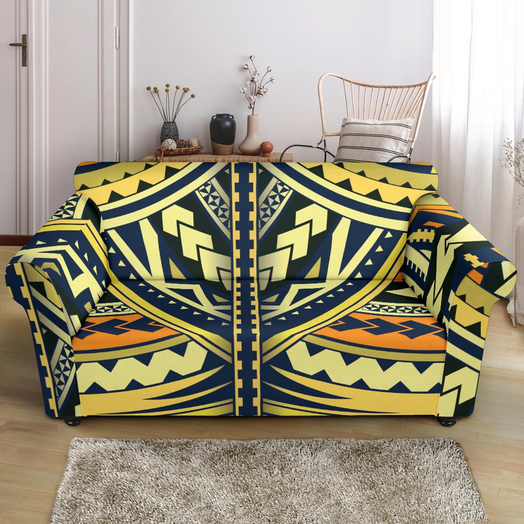 Polynesian Tattoo Print Loveseat Slipcover-JTAMIGO.COM