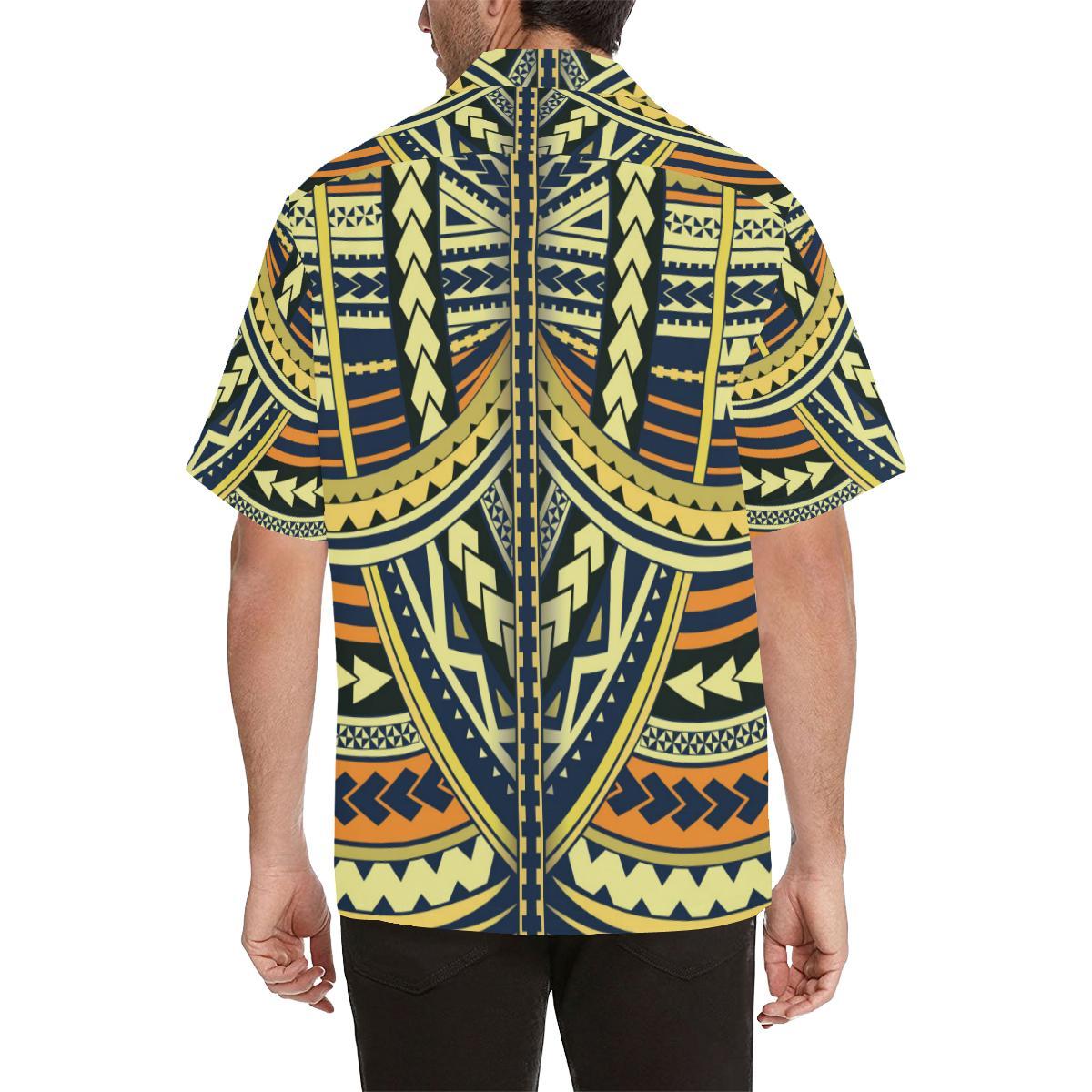 Polynesian Tattoo Print Men Aloha Hawaiian Shirt