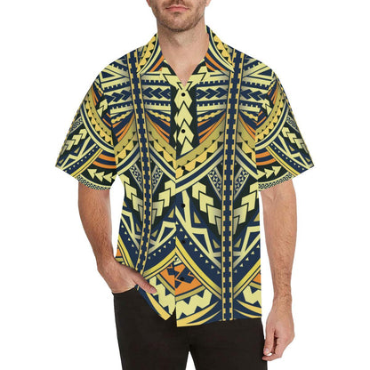 Polynesian Tattoo Print Men Aloha Hawaiian Shirt