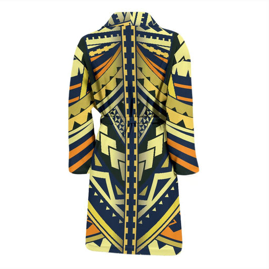 Polynesian Tattoo Print Men Bath Robe-JTAMIGO.COM