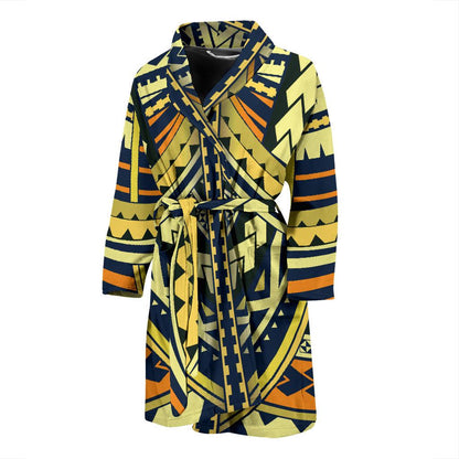 Polynesian Tattoo Print Men Bath Robe-JTAMIGO.COM