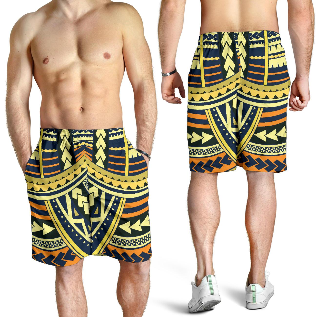 Polynesian Tattoo Print Mens Shorts-JTAMIGO.COM