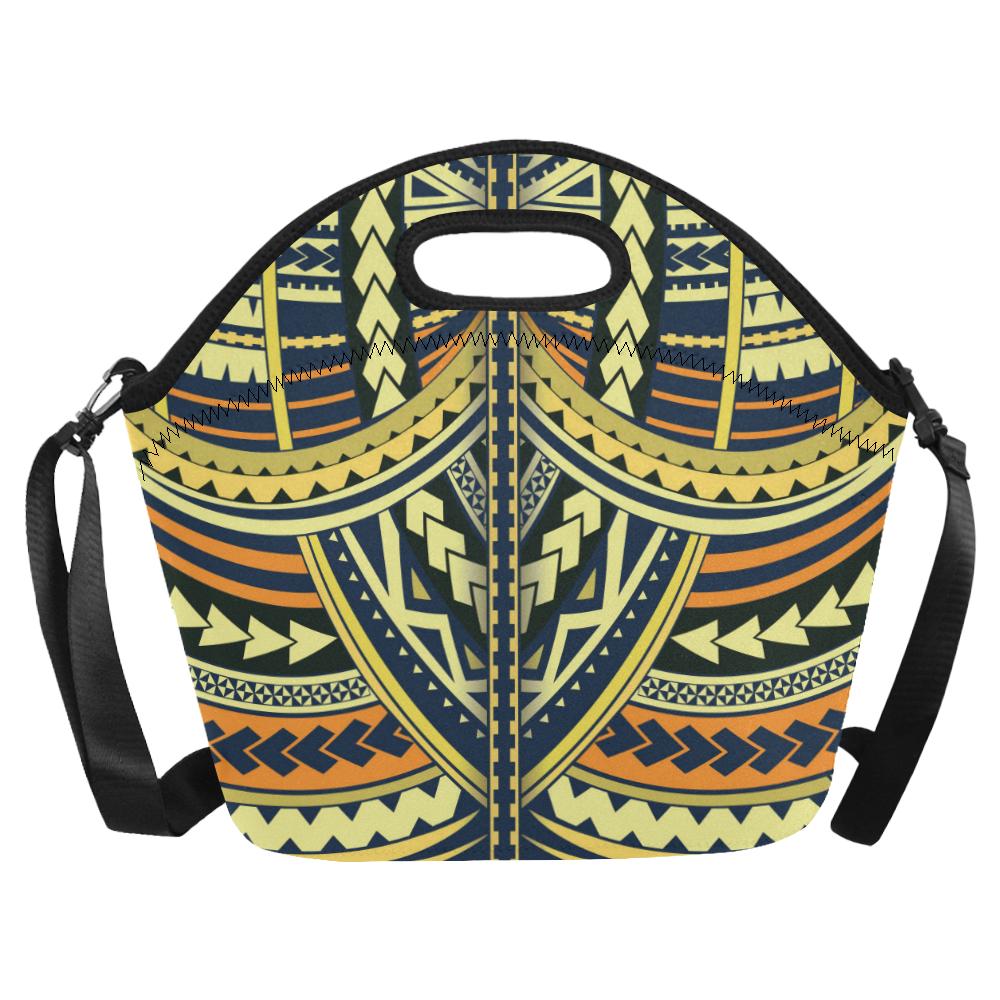 Polynesian Tattoo Print Neoprene Lunch Bag (Model 1669)(Large)-JTAMIGO.COM