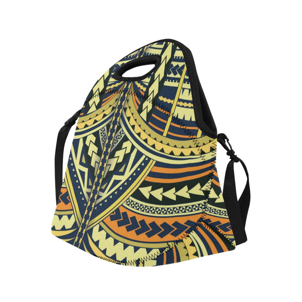 Polynesian Tattoo Print Neoprene Lunch Bag (Model 1669)(Large)-JTAMIGO.COM