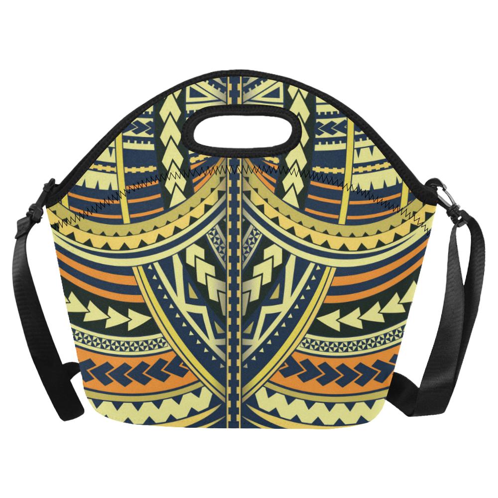 Polynesian Tattoo Print Neoprene Lunch Bag (Model 1669)(Large)-JTAMIGO.COM