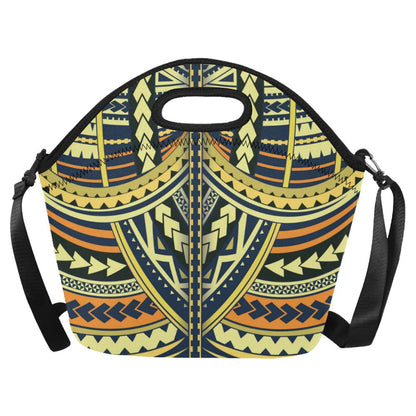 Polynesian Tattoo Print Neoprene Lunch Bag (Model 1669)(Large)-JTAMIGO.COM