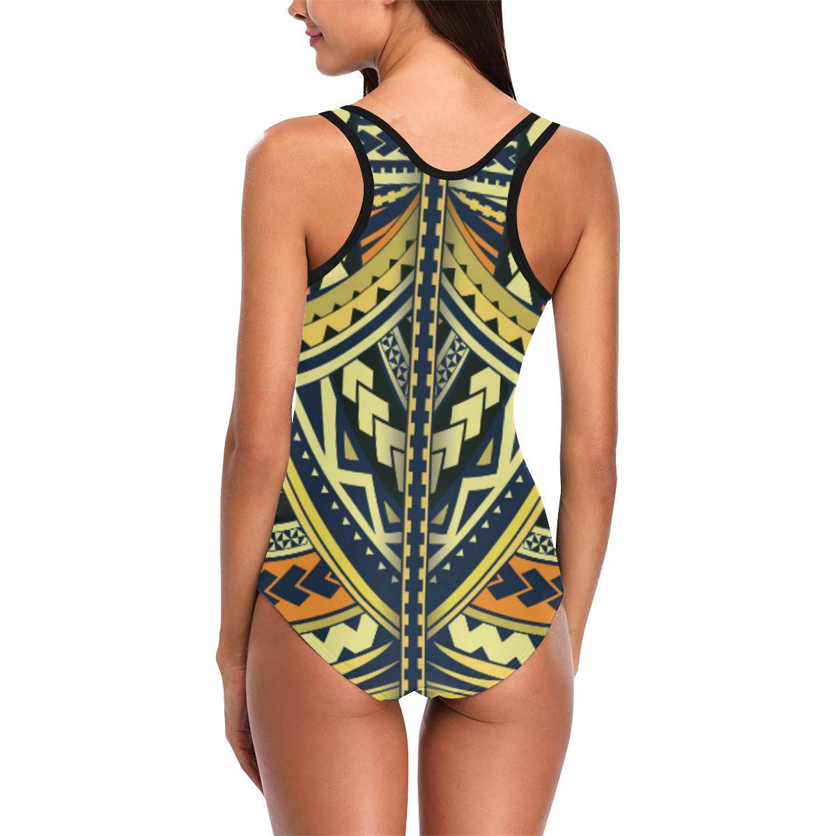 Polynesian Tattoo Print One Piece Swimsuit-JTAMIGO.COM