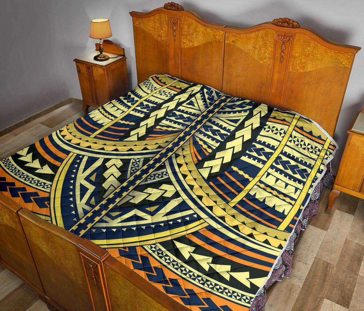 Polynesian Tattoo Print Premium Quilt-JTAMIGO.COM