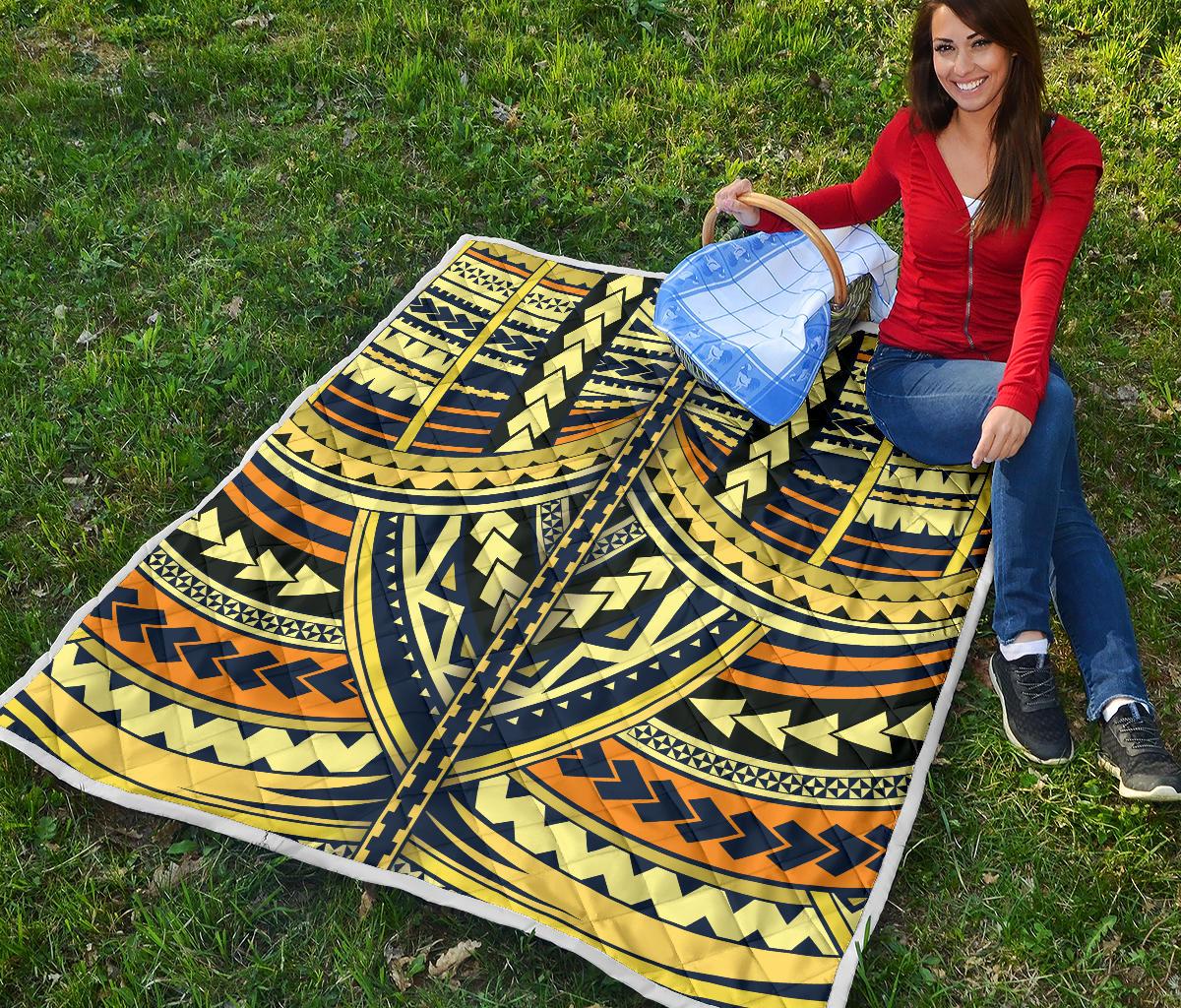 Polynesian Tattoo Print Premium Quilt-JTAMIGO.COM
