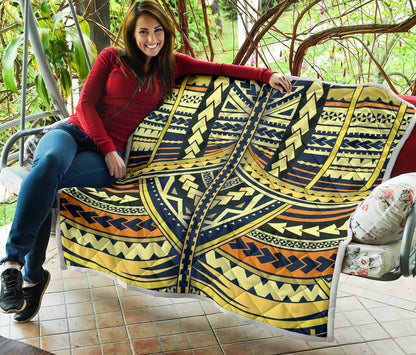 Polynesian Tattoo Print Premium Quilt-JTAMIGO.COM