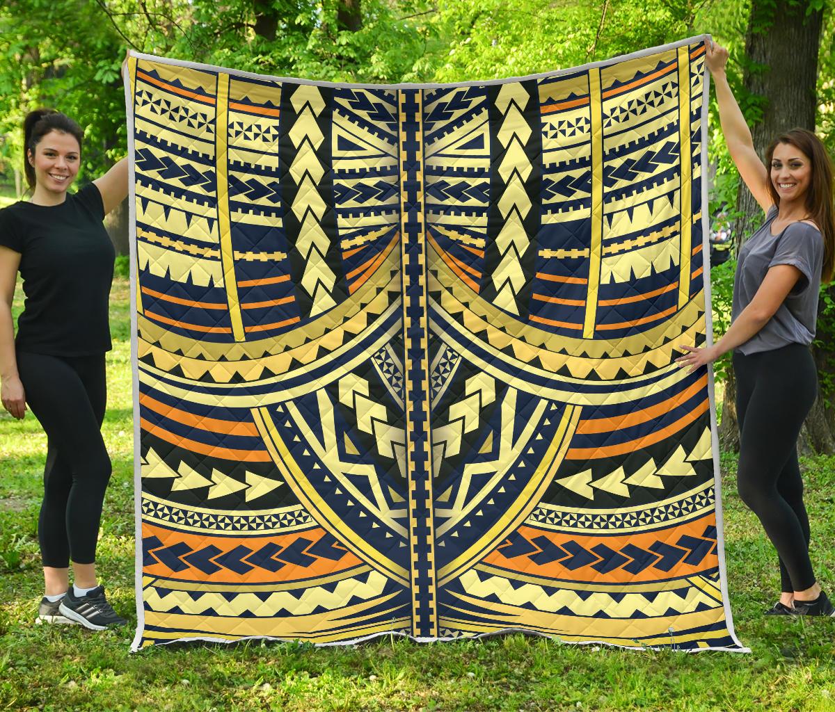 Polynesian Tattoo Print Premium Quilt-JTAMIGO.COM
