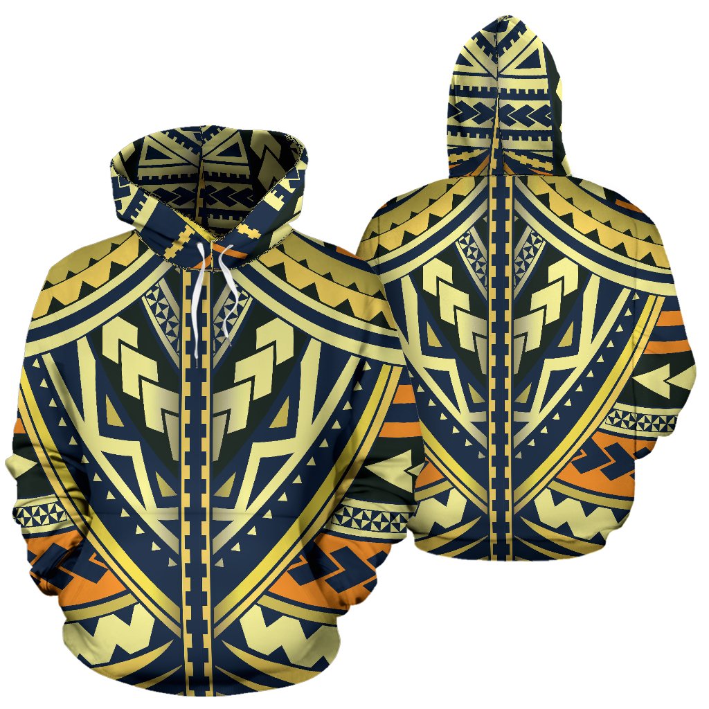 Polynesian Tattoo Print Pullover Hoodie