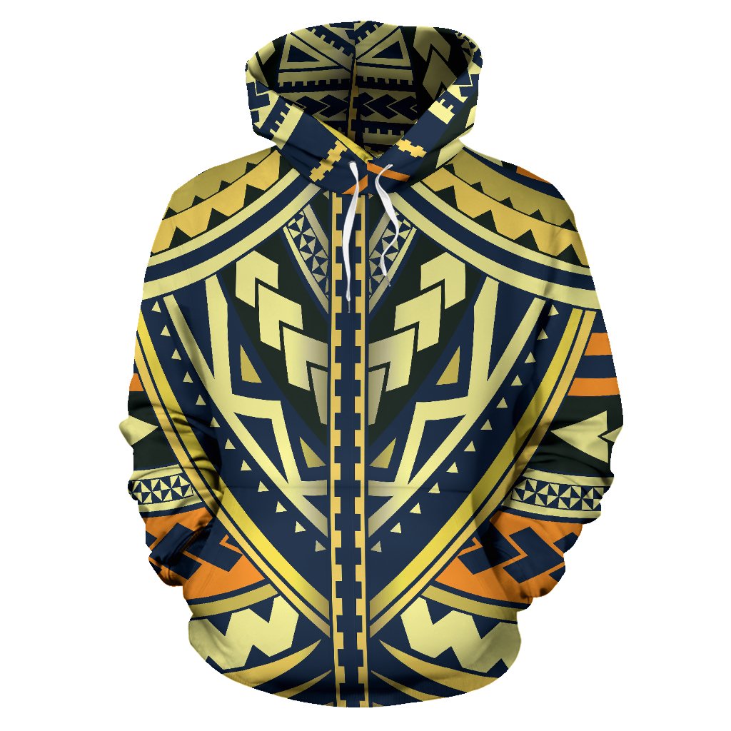 Polynesian Tattoo Print Pullover Hoodie