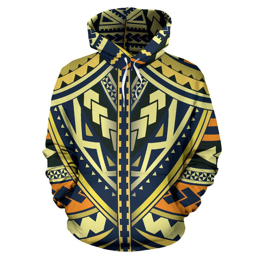 Polynesian Tattoo Print Pullover Hoodie
