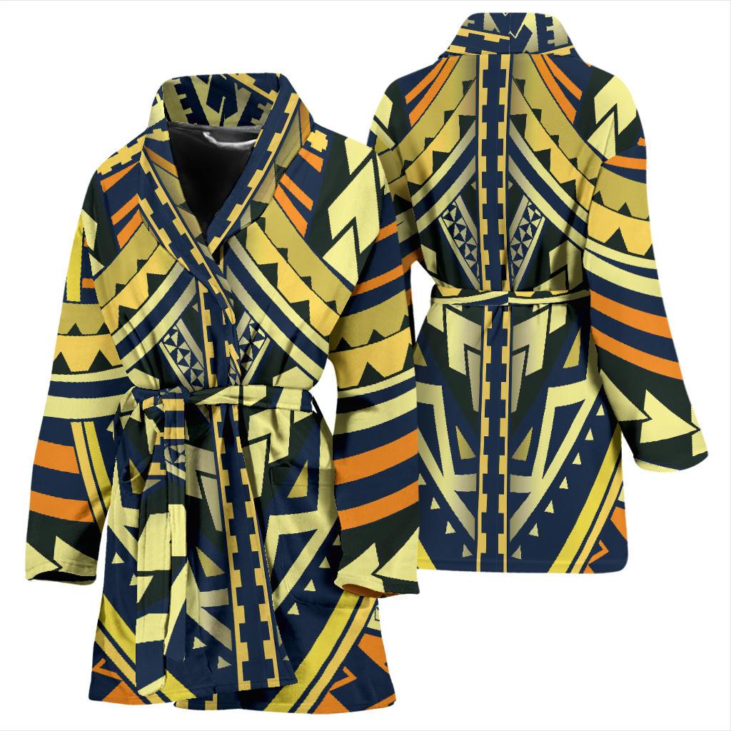 Polynesian Tattoo Print Women Bath Robe-JTAMIGO.COM
