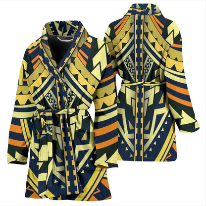 Polynesian Tattoo Print Women Bath Robe-JTAMIGO.COM