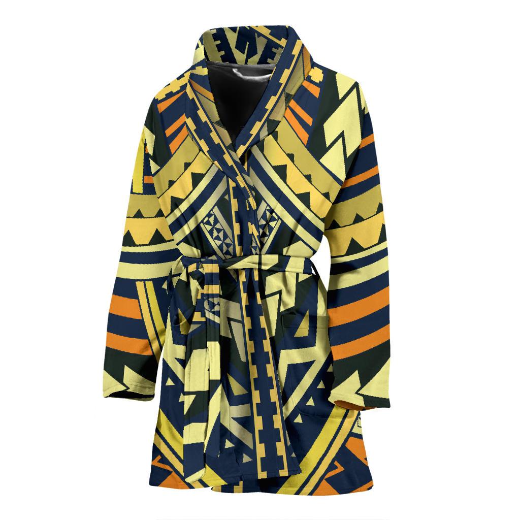 Polynesian Tattoo Print Women Bath Robe-JTAMIGO.COM