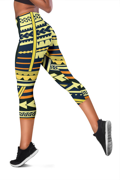 Polynesian Tattoo Print Women Capris