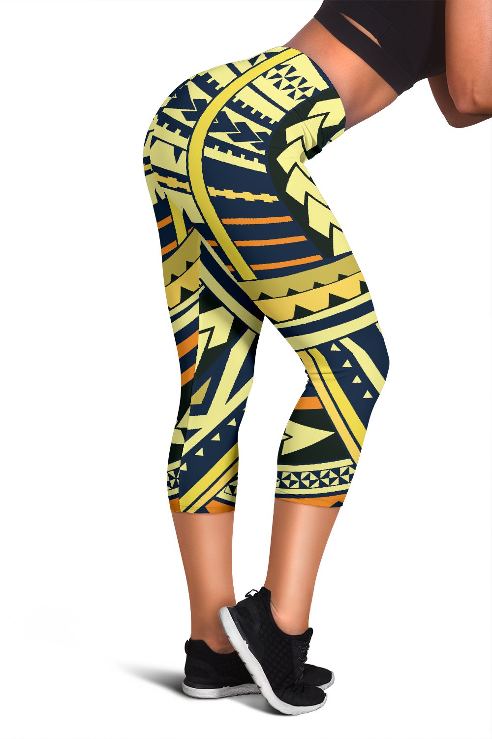 Polynesian Tattoo Print Women Capris