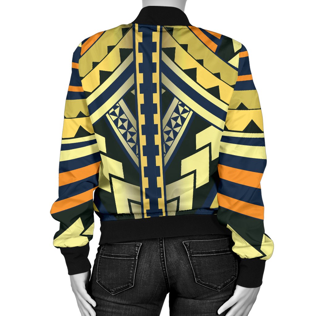 Polynesian Tattoo Print Women Casual Bomber Jacket