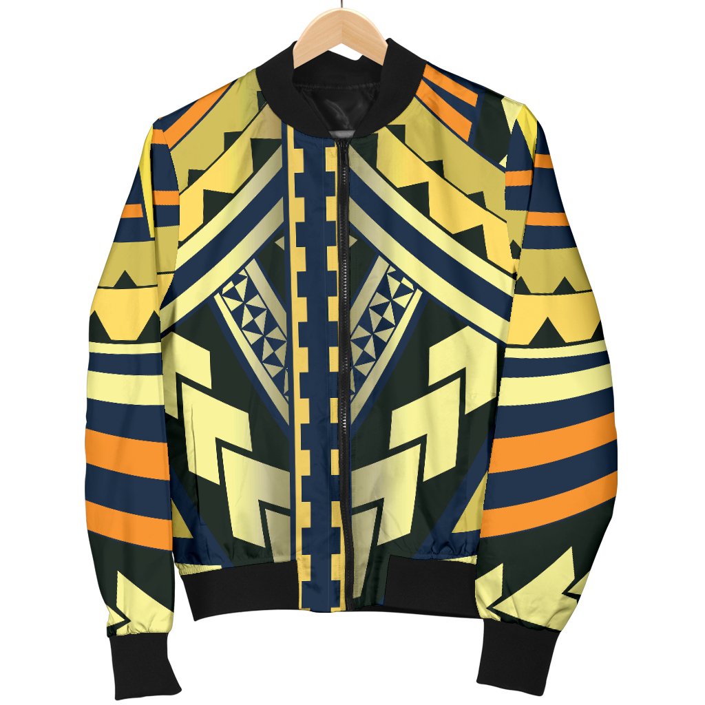 Polynesian Tattoo Print Women Casual Bomber Jacket