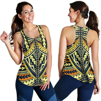 Polynesian Tattoo Print Women Racerback Tank Top