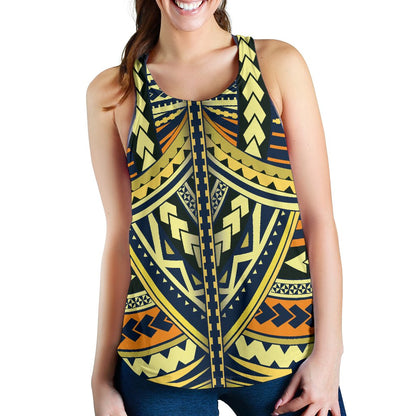 Polynesian Tattoo Print Women Racerback Tank Top