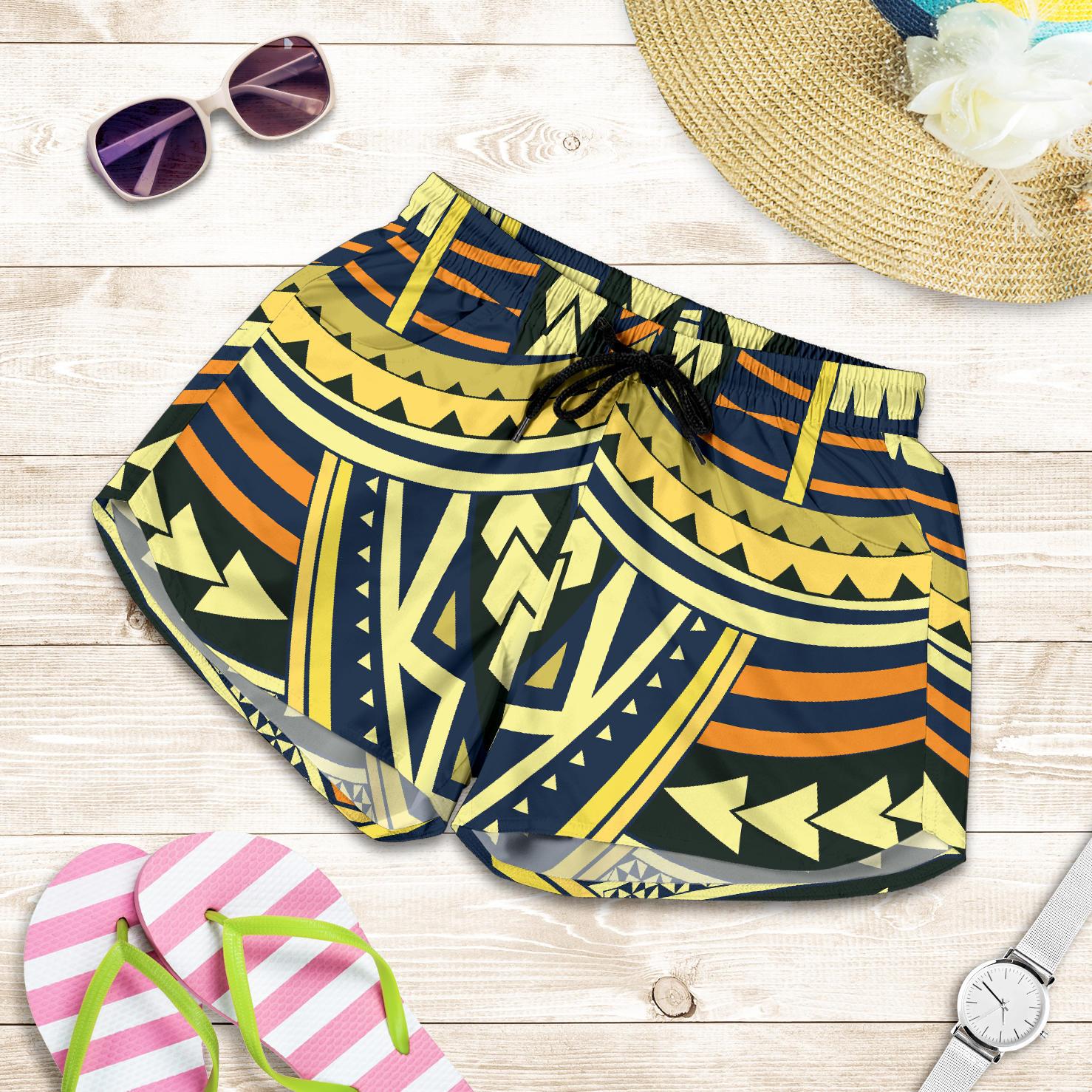 Polynesian Tattoo Print Women Shorts-JTAMIGO.COM