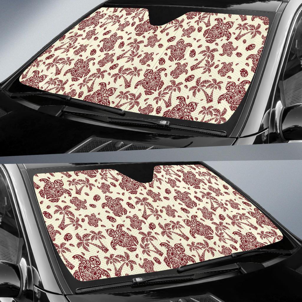 Polynesian Tattoo Turtle Themed Car Sun Shade For Windshield