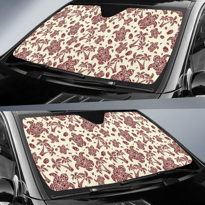 Polynesian Tattoo Turtle Themed Car Sun Shade For Windshield