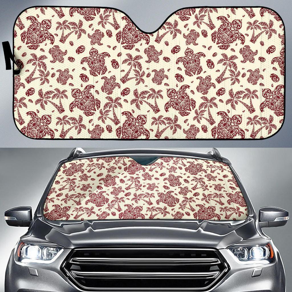 Polynesian Tattoo Turtle Themed Car Sun Shade For Windshield