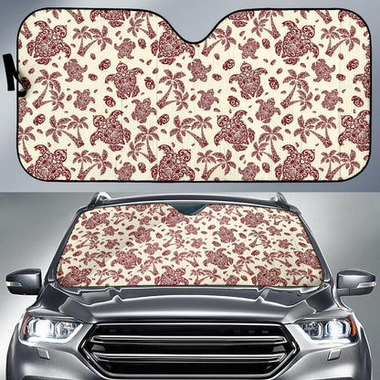 Polynesian Tattoo Turtle Themed Car Sun Shade For Windshield