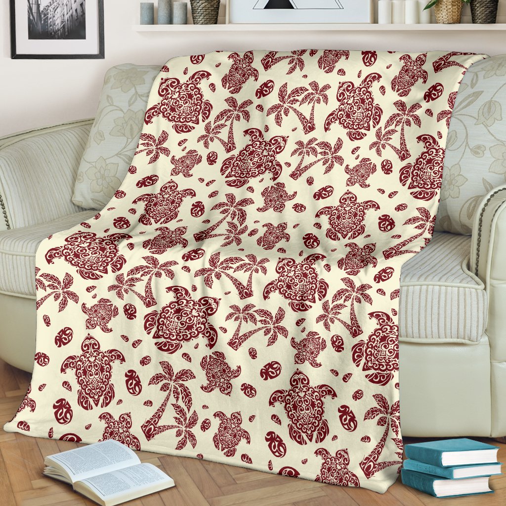 Polynesian Tattoo Turtle Themed Fleece Blanket