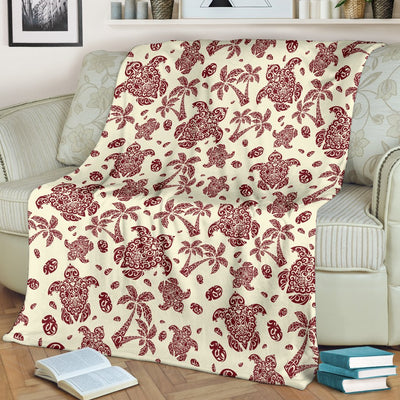 Polynesian Tattoo Turtle Themed Fleece Blanket