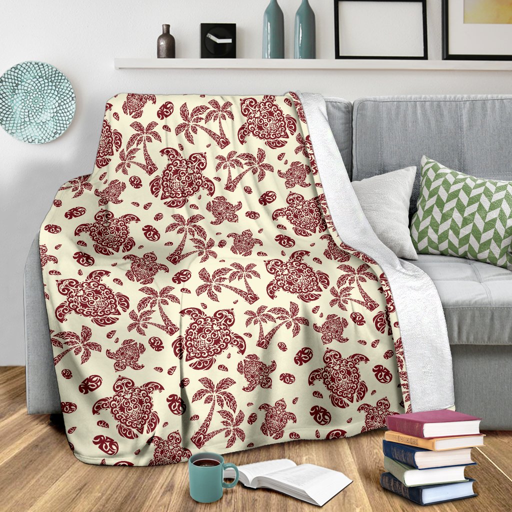 Polynesian Tattoo Turtle Themed Fleece Blanket