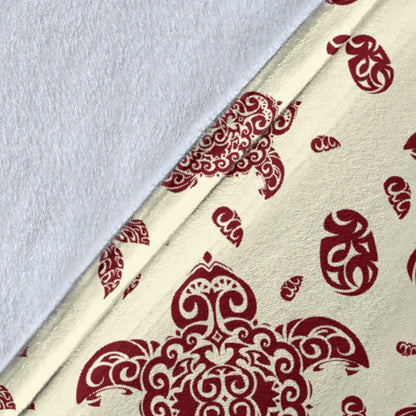 Polynesian Tattoo Turtle Themed Fleece Blanket