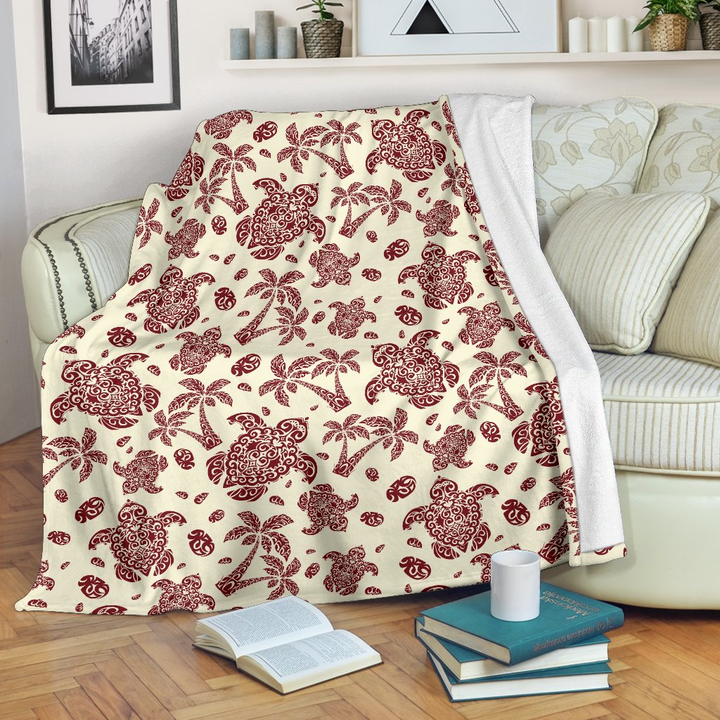 Polynesian Tattoo Turtle Themed Fleece Blanket