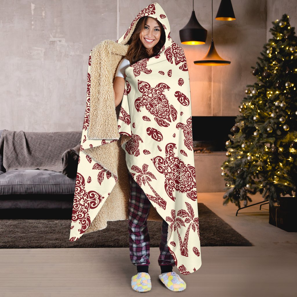 Polynesian Tattoo Turtle Themed Hooded Blanket-JTAMIGO.COM