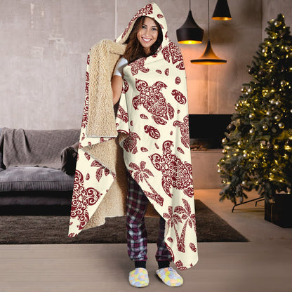 Polynesian Tattoo Turtle Themed Hooded Blanket-JTAMIGO.COM