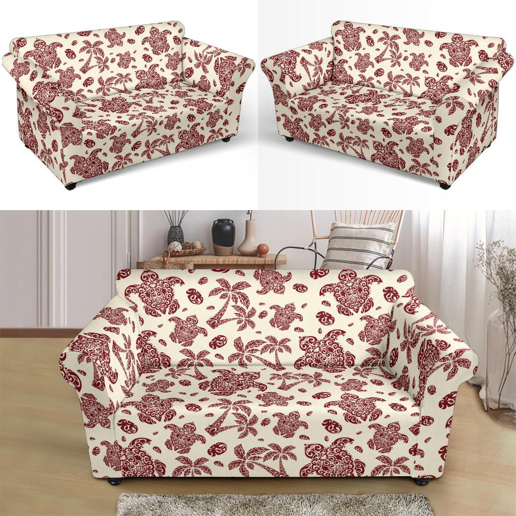 Polynesian Tattoo Turtle Themed Loveseat Slipcover-JTAMIGO.COM