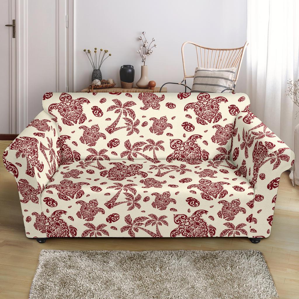 Polynesian Tattoo Turtle Themed Loveseat Slipcover-JTAMIGO.COM