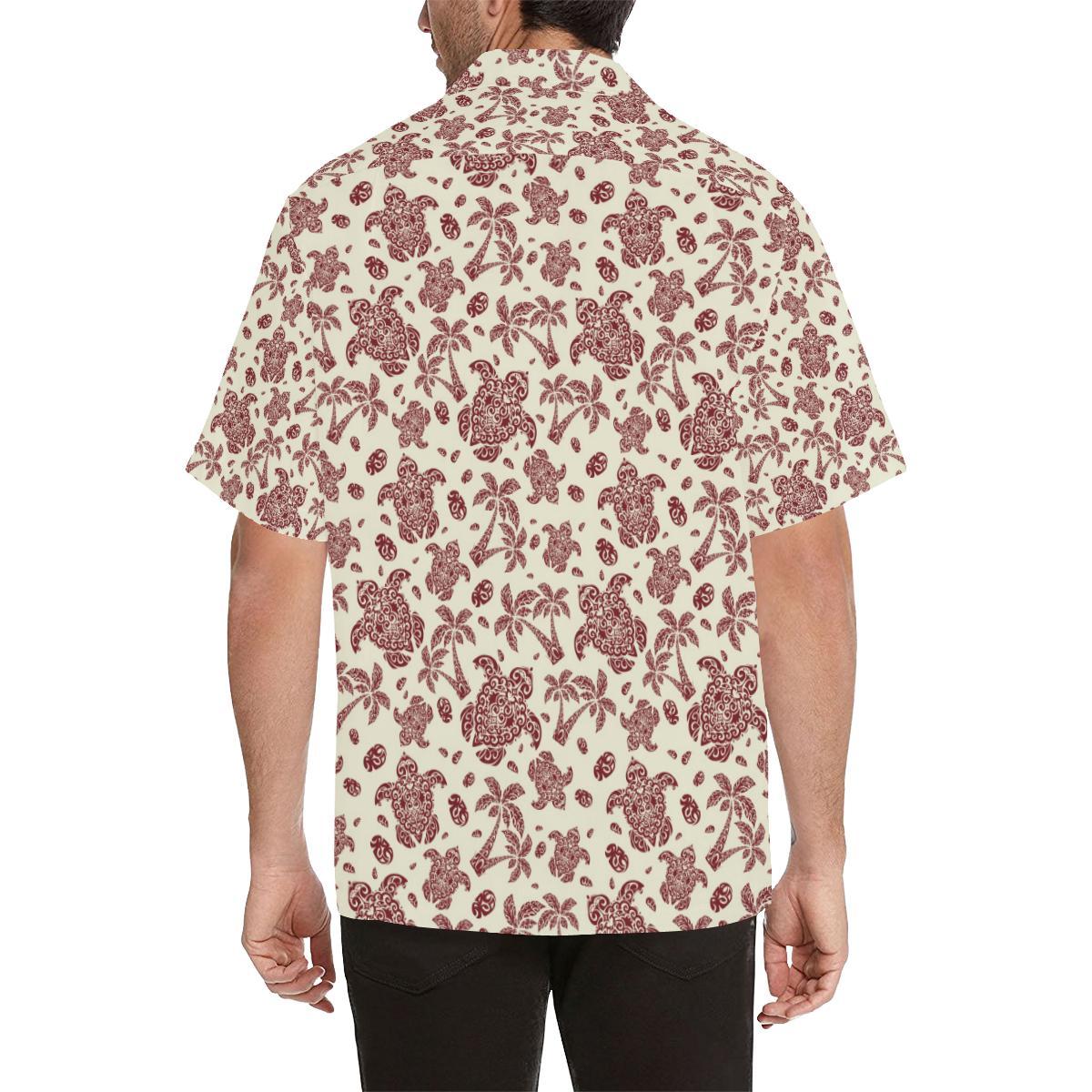 Polynesian Tattoo Turtle Themed Men Aloha Hawaiian Shirt