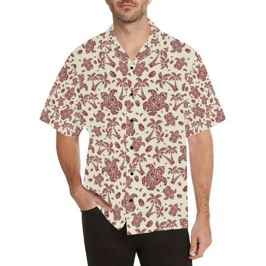 Polynesian Tattoo Turtle Themed Men Aloha Hawaiian Shirt