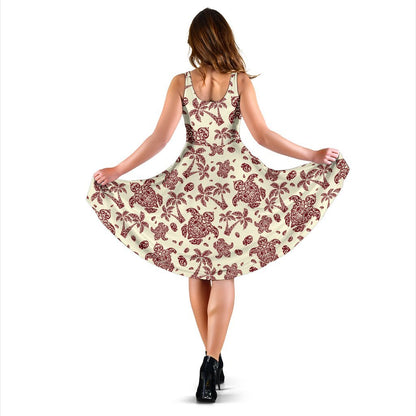 Polynesian Tattoo Turtle Themed Sleeveless Dress